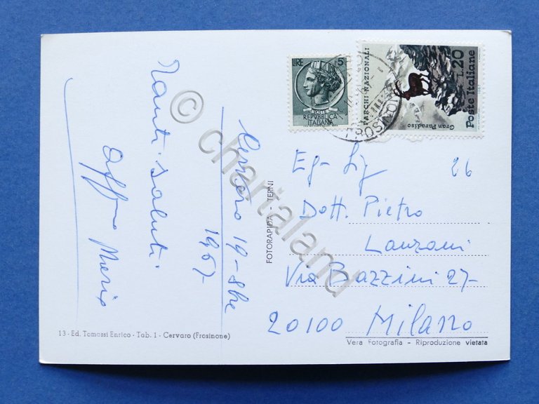 Cartolina Cervaro - Parco di Largo campo - 1967 | Immagine Gallery 4