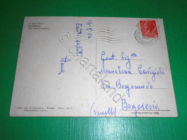 Cartolina Cervia - Il Porto Canale 1956