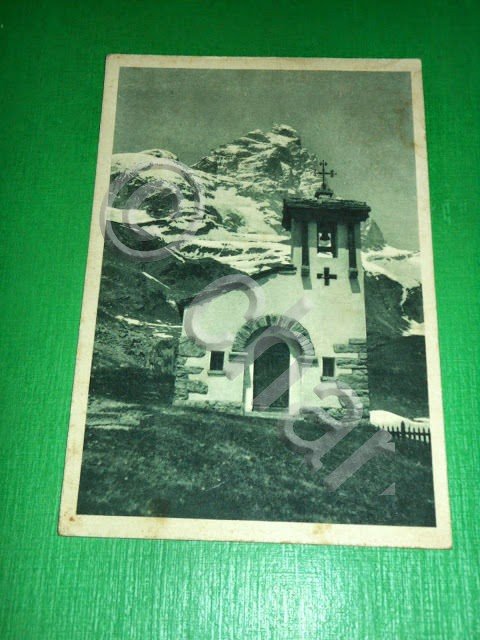 Cartolina Cervinia - Chiesetta S. Bernardo e Cervino 1948