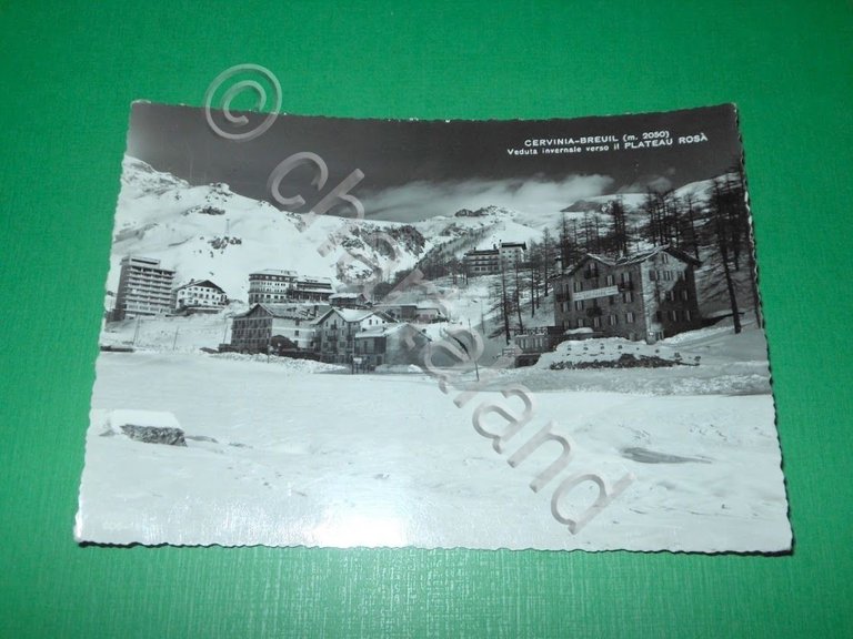 Cartolina Cervinia Breuil - Veduta invernale verso il Plateau Rosa …