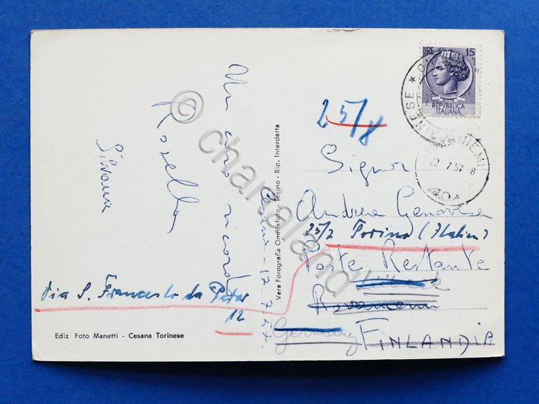 Cartolina Cesana Torinese - Panorama - 1957