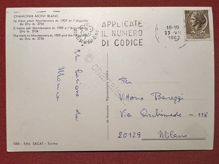 Cartolina Chamonix Mont Blanc - Train pour Montenvers et l'Aiguille …