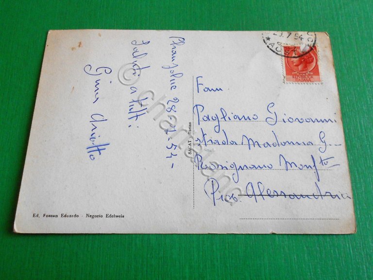 Cartolina Champoluc - Panorama e Costume 1954