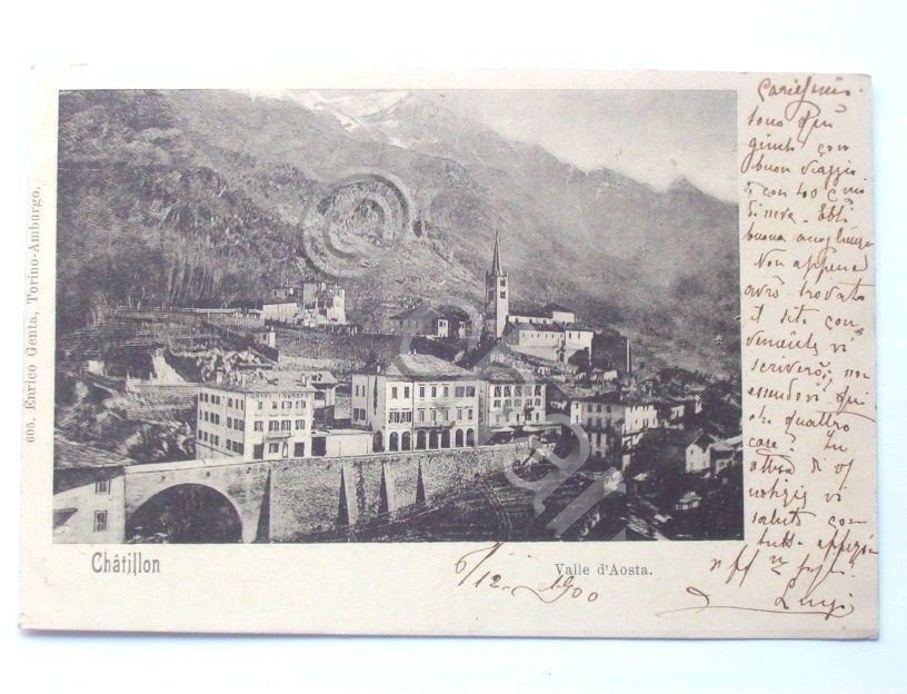 Cartolina Chatillon ( Vall' d' Aosta ) - Panorama 1900.