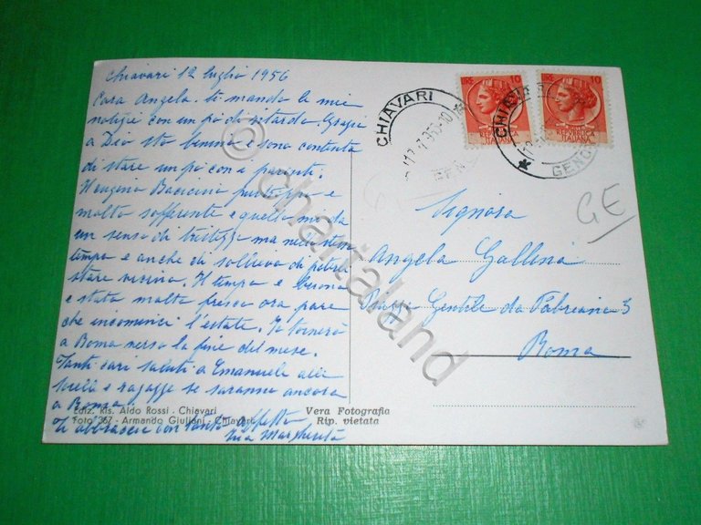 Cartolina Chiavari - Bacezza e Pensione Castagnola 1956
