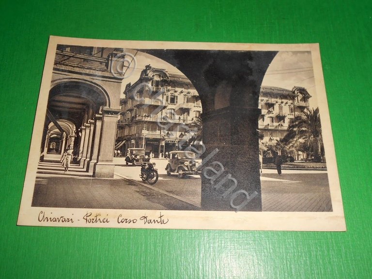 Cartolina Chiavari - Portici Corso Dante 1940 ca