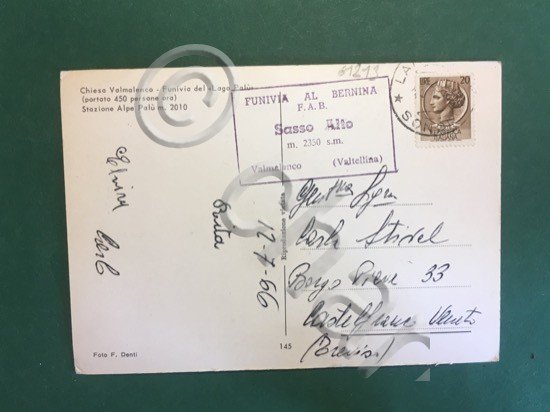 Cartolina Chiesa Valmalenco - Funivia del Lago ali - Stazione …