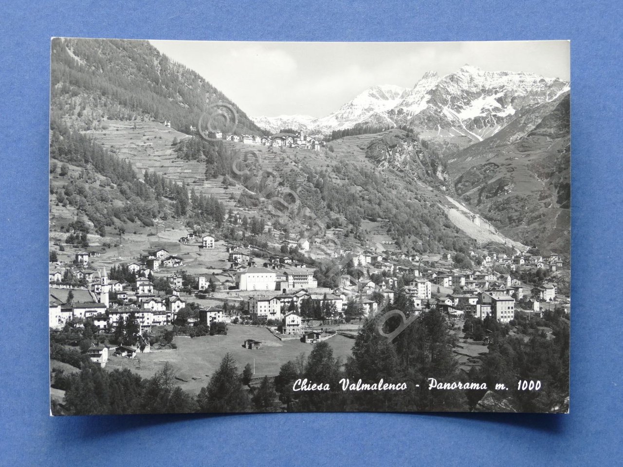 Cartolina Chiesa Valmalenco - Panorama 1957 ca..