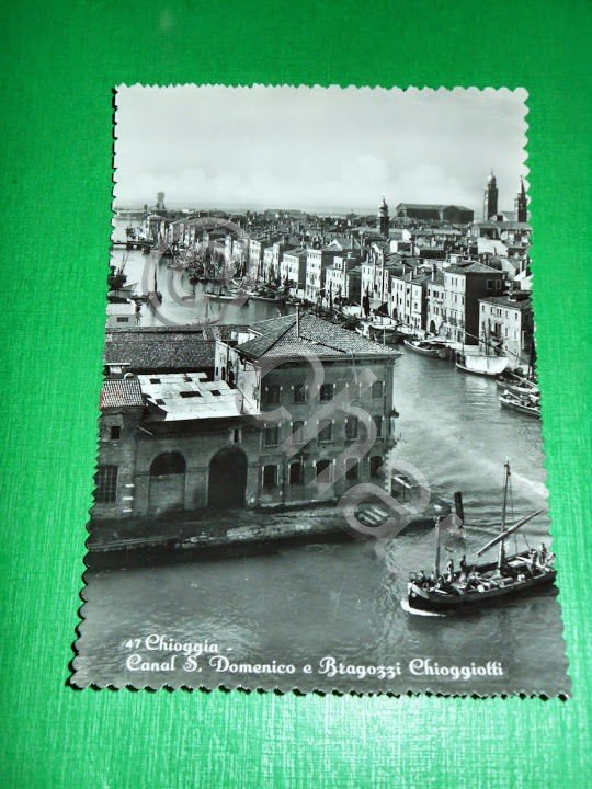 Cartolina Chioggia - Canal S. Domenico e Bragozzi Chioggiotti 1950 …