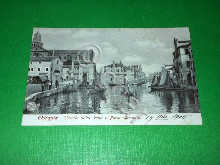 Cartolina Chioggia - Canale della Vena e Porta Garibaldi 1900 …
