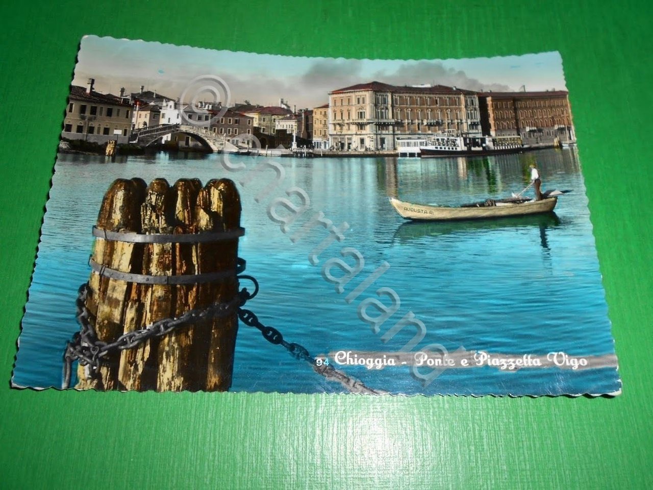 Cartolina Chioggia - Ponte e Piazzetta Vigo 1954.