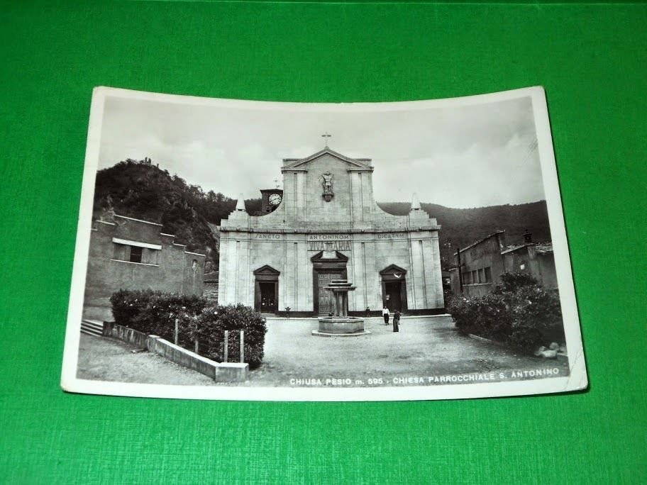 Cartolina Chiusa Pesio - Chiesa Parrocchiale S. Antonino 1950 ca.