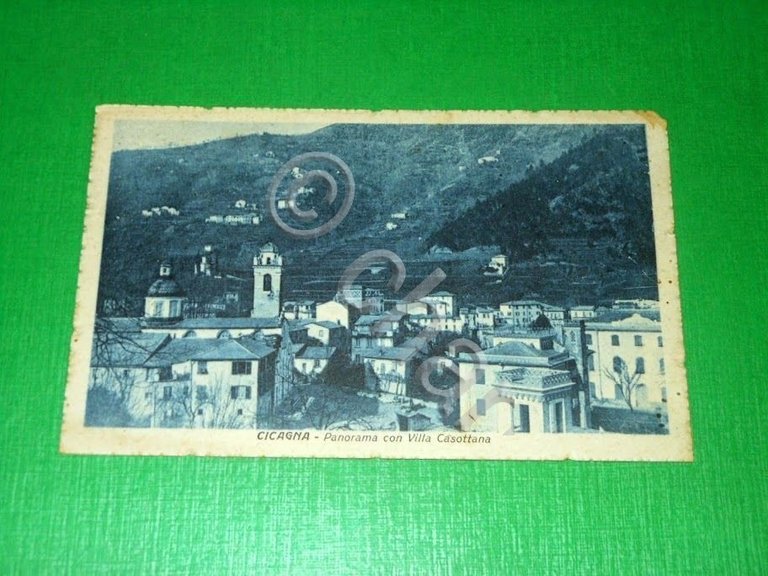 Cartolina Cicagna - Panorama con Villa Casottana 1920 ca.