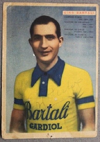 Cartolina ciclismo autografo - Gino Bartali anno 1950