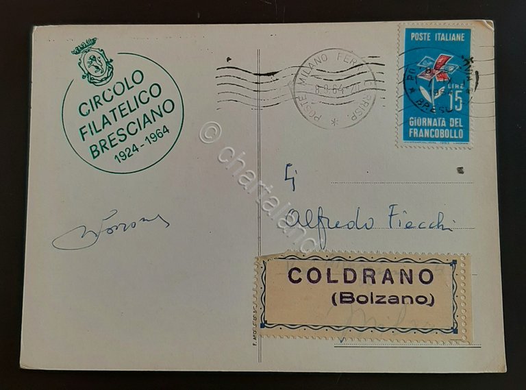 Cartolina Circolo Filatelico Bresciano - Convegno del Quarantennio - 1964