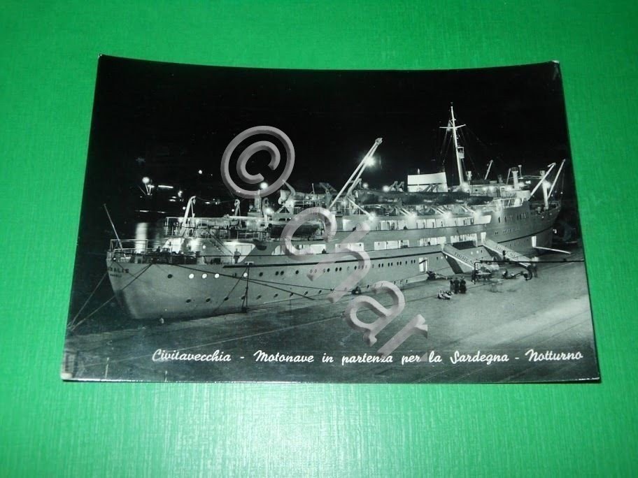 Cartolina Civitavecchia - Motonave in partenza per la Sardegna - …