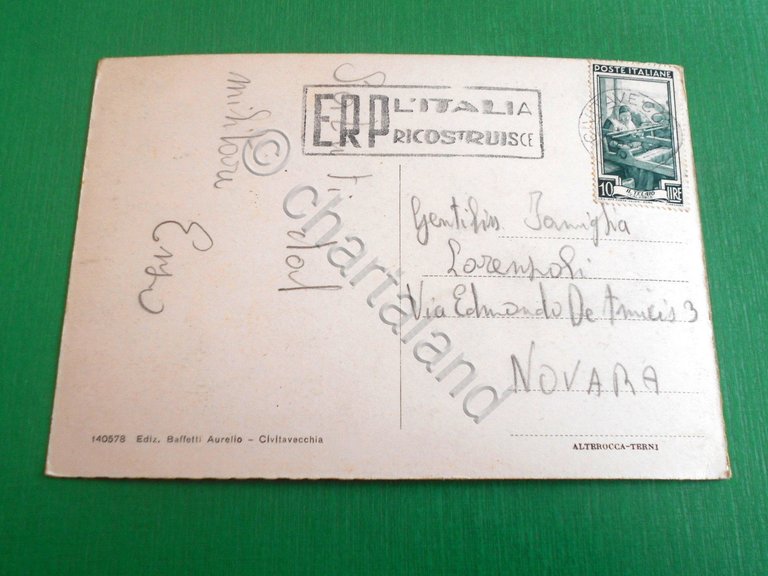 Cartolina Civitavecchia - Motonavi per la Sardegna 1952.