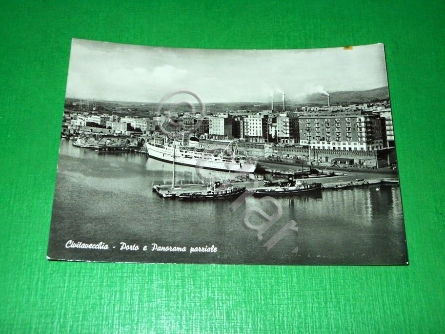 Cartolina Civitavecchia - Porto e Panorama parziale 1959.