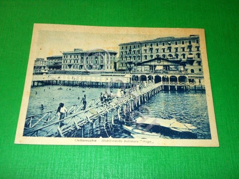 Cartolina Civitavecchia - Stabilimento balneare Pirgo 1941