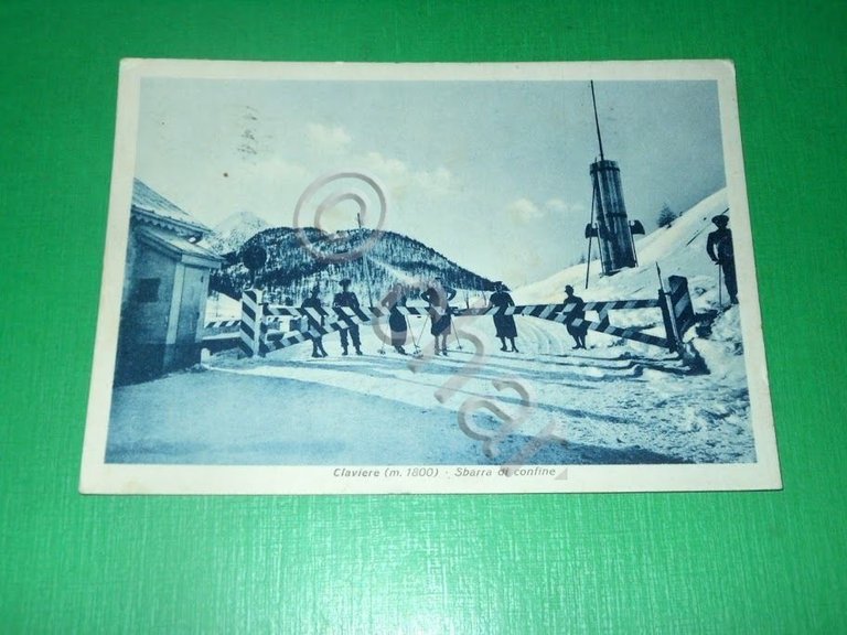 Cartolina Claviere - Sbarra di Confine 1939.