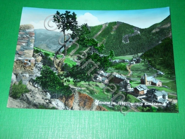 Cartolina Claviere - Scorcio panoramico 1961.