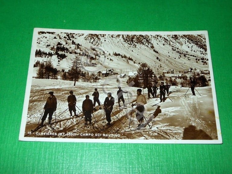 Cartolina Clavieres - Campo Sci Mautino 1934.
