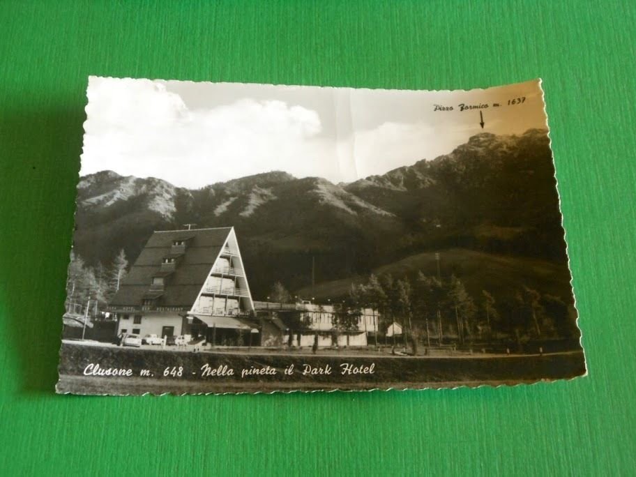 Cartolina Clusone - Nella pineta il Park Hotel 1964.