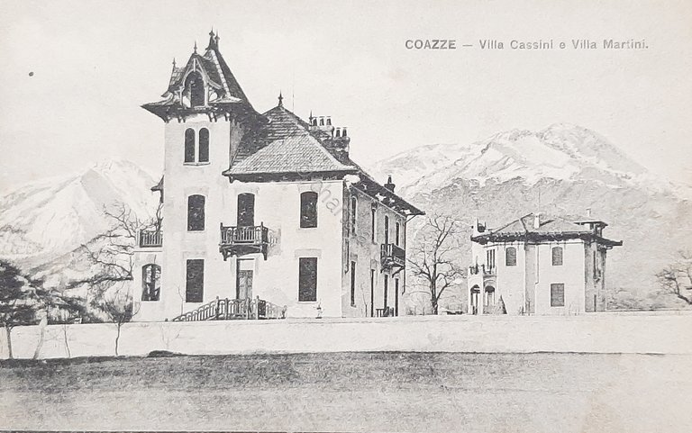 Cartolina Coazze - Villa Cassini e Villa Martini - 1913