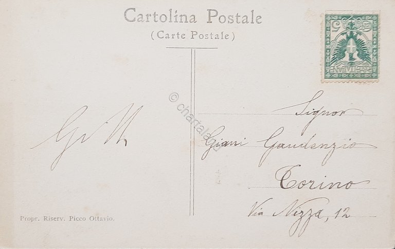 Cartolina Coazze - Villa Cassini e Villa Martini - 1913