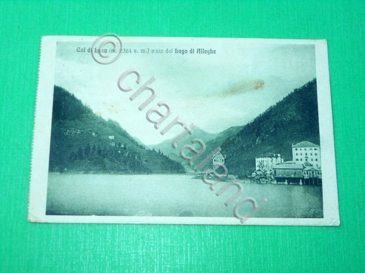 Cartolina Col di Lana visto dal Lago di Alleghe 1917.