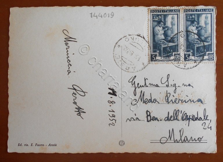 Cartolina Col Perer D' Arsie' m. 324 s.m. - Piazza …