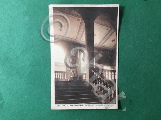 Cartolina Collegio S. Alessandro - Bergamo - Scalone d'Ingresso - …