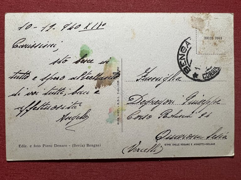 Cartolina Coloniale - Bengasi - Palmeto - 1940