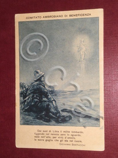 Cartolina Comitato Ambrosiano di Beneficenza - Giovanni Bertacchi - 1912