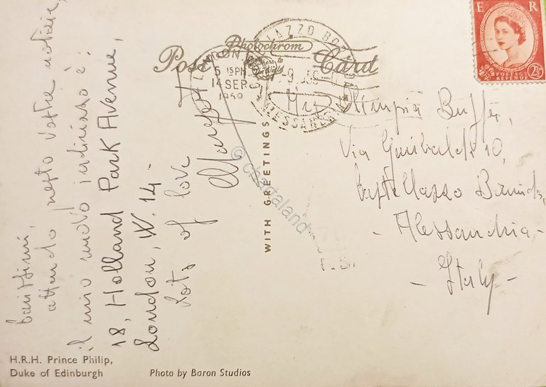 Cartolina Commemorativa - Principe Filippo di Edimburgo - 1959