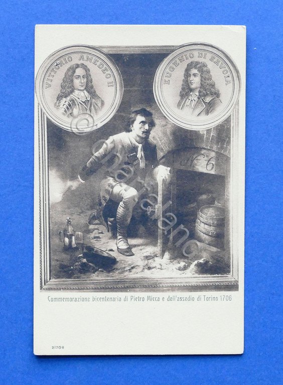 Cartolina Commemorativa bicentenaria di P. Micca e dell'assedio di Torino …