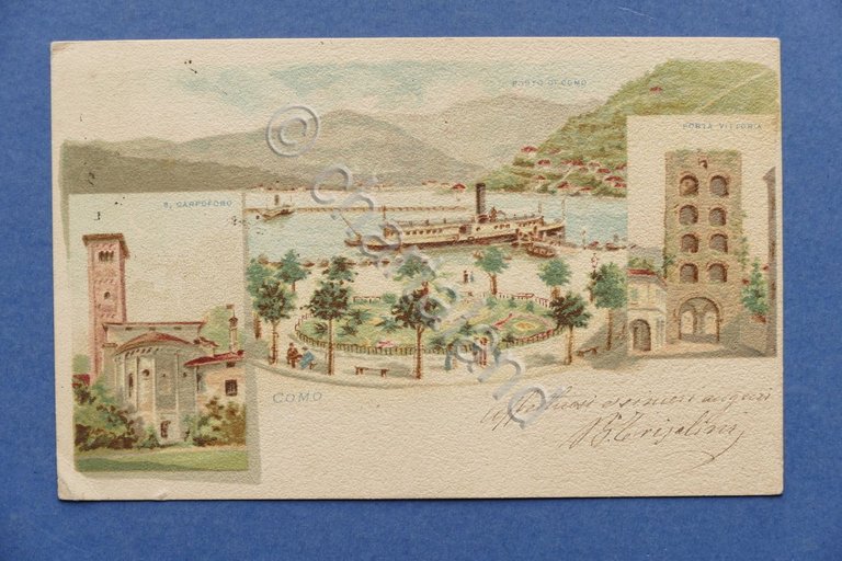Cartolina Como - S. Carpoforo - Porto di Como - …