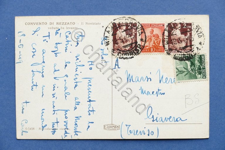 Cartolina Convento di Rezzato - Il Noviziato - 1949.