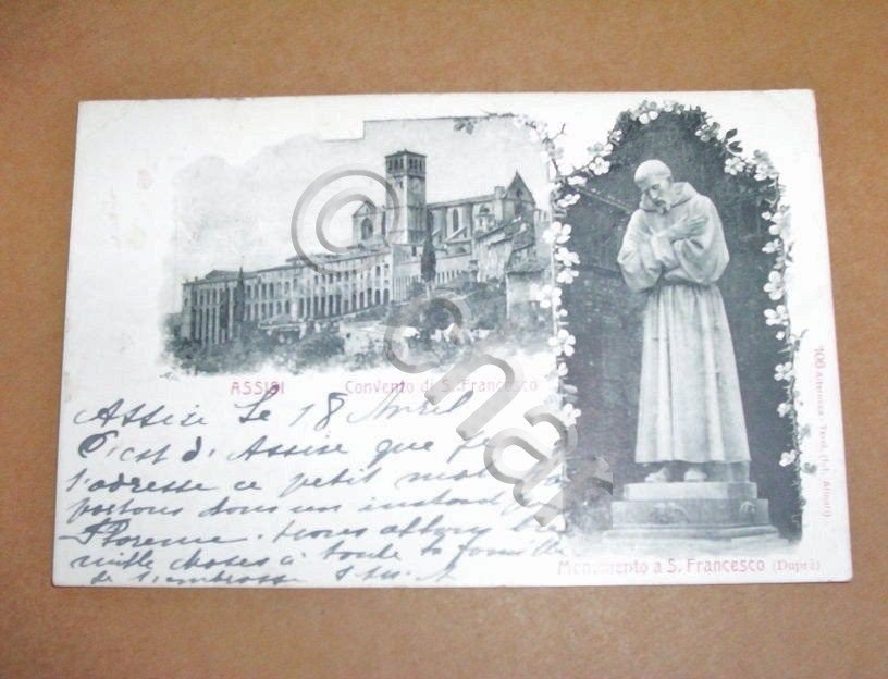 Cartolina Convento di S. Francesco e Monumento 1903.