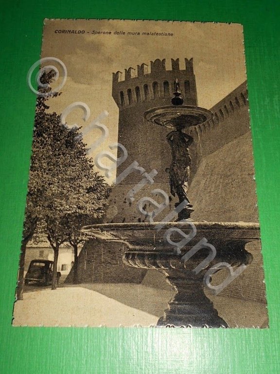 Cartolina Corinaldo - Sperone delle mura malatestiane 1950 ca