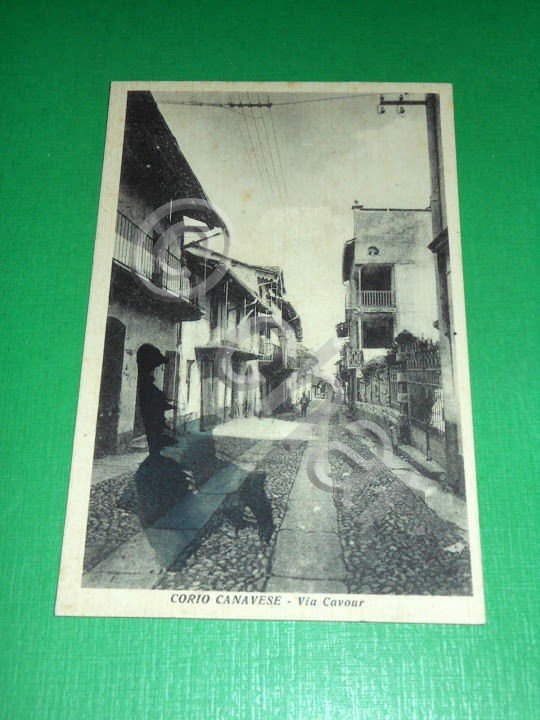 Cartolina Corio Canavese - Via Cavour 1940 ca