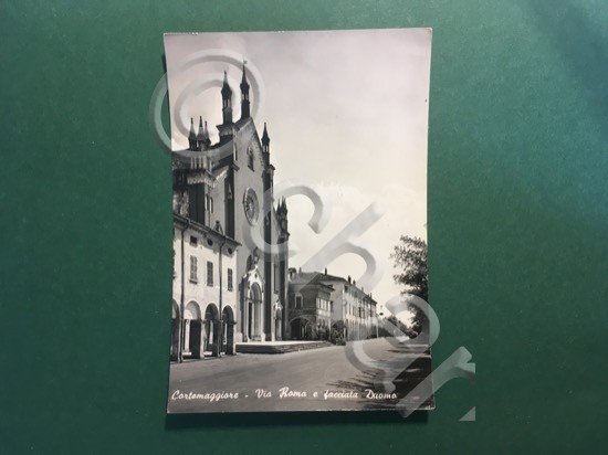 Cartolina Cortemaggiore - Via Roma E Facciata Duomo - 1968