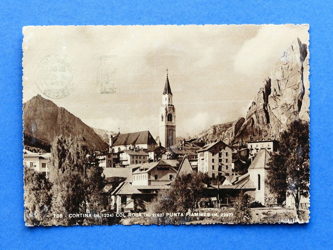 Cartolina Cortina - Col Rosà - Punta Fiammes - 1954.