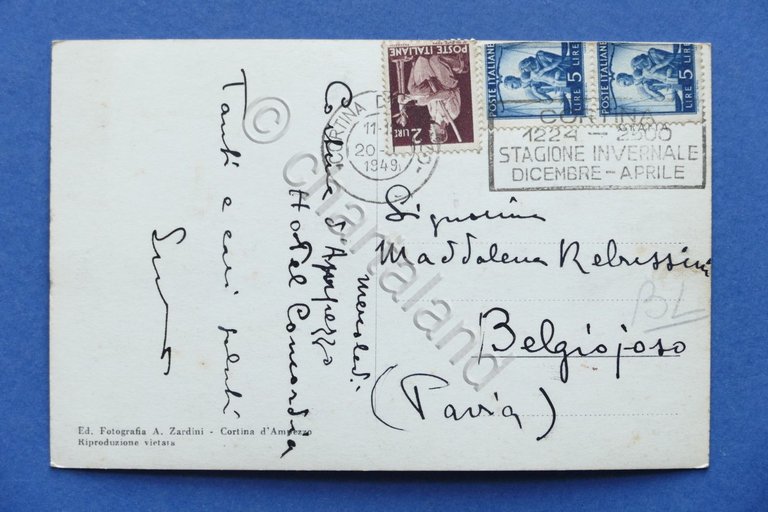 Cartolina Cortina d'Ampezzo - Particolare d'inverno - 1949