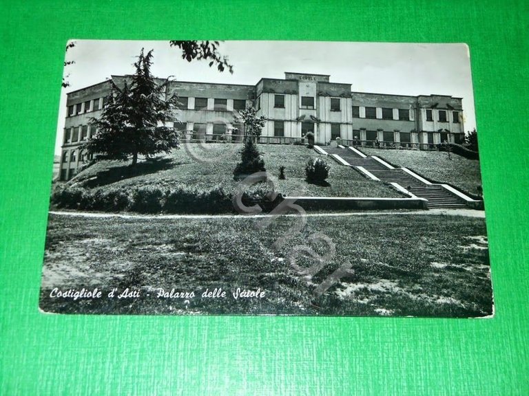 Cartolina Costigliole d' Asti - Palazzo delle Scuole 1956