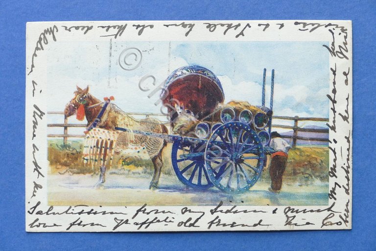 Cartolina Costumi - Costumi Romani - Carro a vino - …