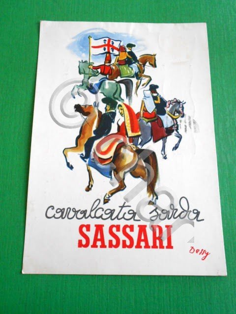 Cartolina Costumi Cavalcata Sarda - Sassari 1953.