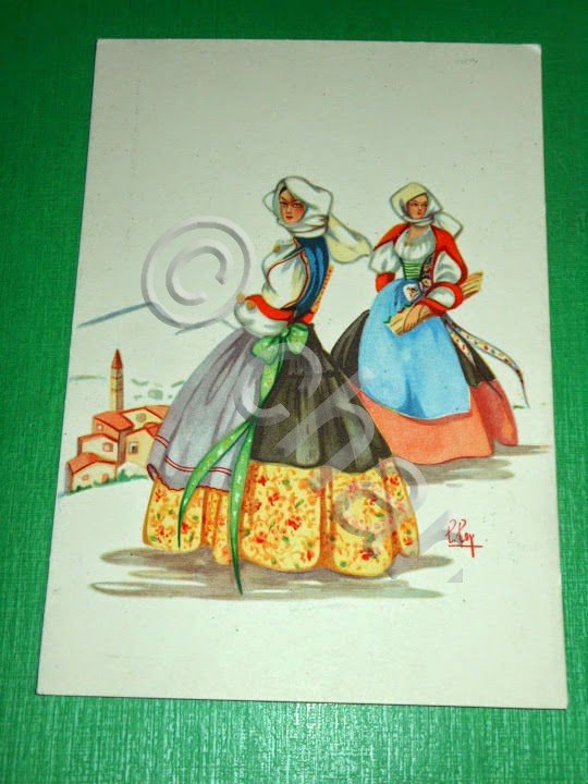 Cartolina Costumi di Sardegna - BONO - Tempera di Lola …