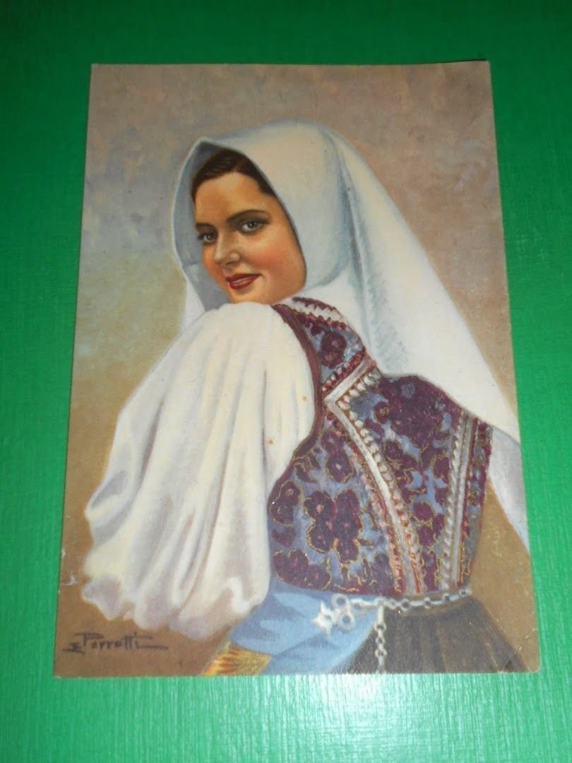 Cartolina Costumi Sardi - Busachi ( Oristano ) 1955.