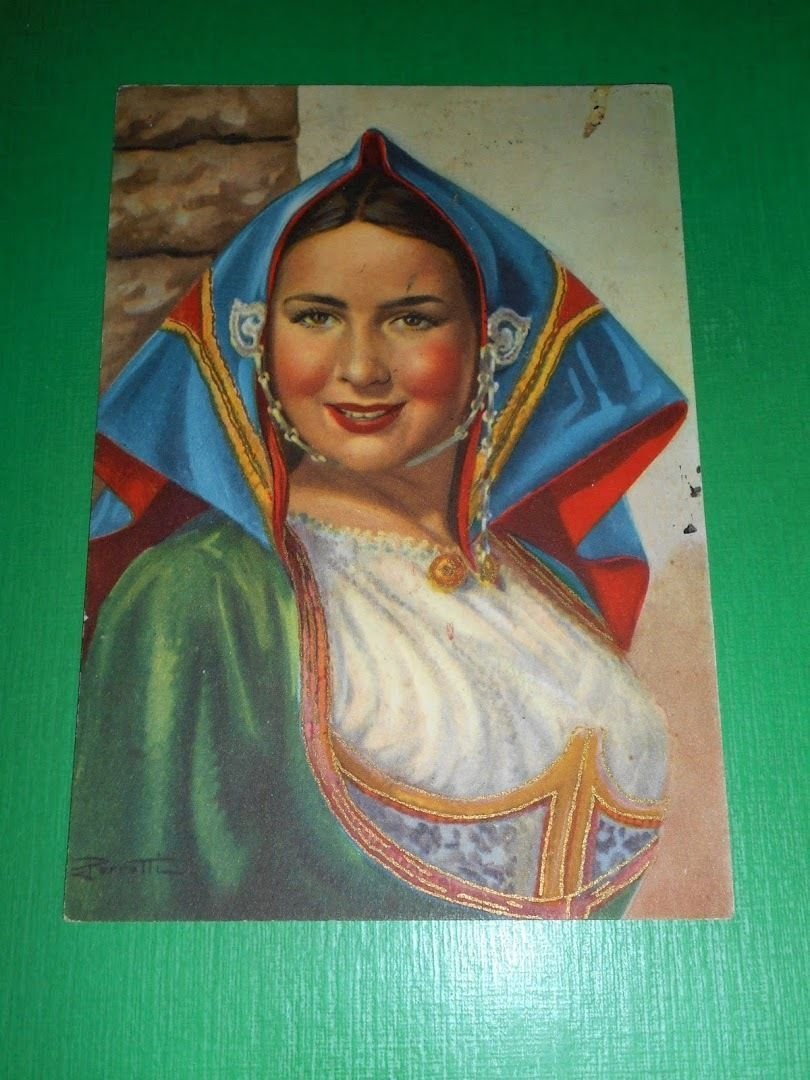 Cartolina Costumi Sardi - Lanusei ( Nuoro ) 1955.